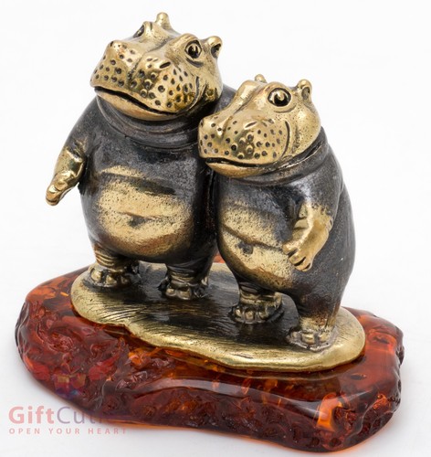 Brass amber figurine - amber,